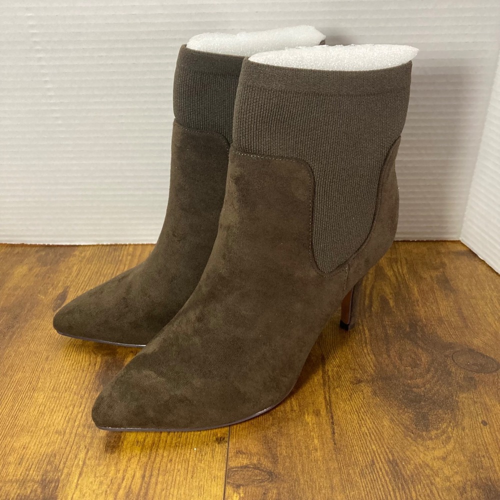 Cushionaire Women's Chocolate Brown Suede Pointed Toe Stiletto Heel Boots 7.5